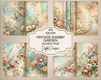 Vintage Journal Papers Floral Junk Journal Pages ShabbyChic Flowers Digital JunkJournal Paper Floral Ephemera Half Page Printable Scrapbook