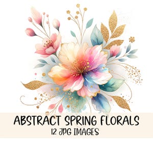 Pacote de clipart de flores abstratas aquarela gráficos para impressão buquê floral clipart imagens JPG ilustração botânica download digital