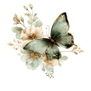 Floral Schmetterling Clipart Bundle Aquarell Schmetterlinge Clipart Hochwertige JPGs Vintage Schmetterlinge Grafiken Digitaler Download Papier Handwerk