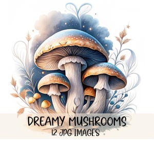 Bundle de cliparts champignons magiques aquarelle champignons Clipart botanique haute qualité JPG champignons Images en téléchargement numérique Art