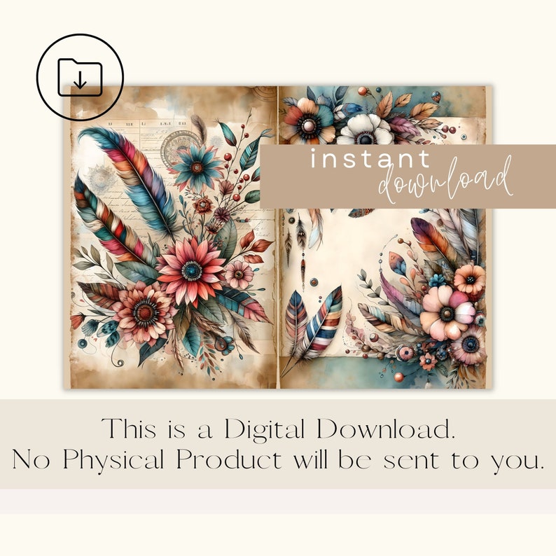 Boho Floral Junk Journal Kit Printable Bohemian Journal Pages Boho ...