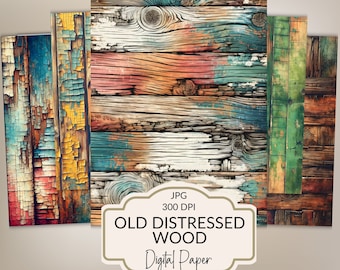 Distressed Wood Digital JunkJournal Papers Rustic Wood Background   Wood Planks Printable Paper Wood Textures Digital Scrapbook Wood Grain