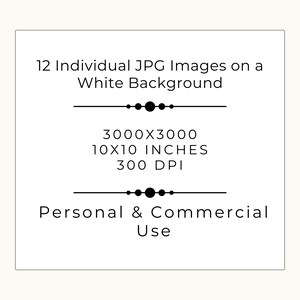 Pode incluir: 12 imagens JPG individuais em um fundo branco. Cada imagem &eacute; de 3000 x 3000 pixels, 10 x 10 polegadas e 300 DPI. Uso pessoal e comercial.