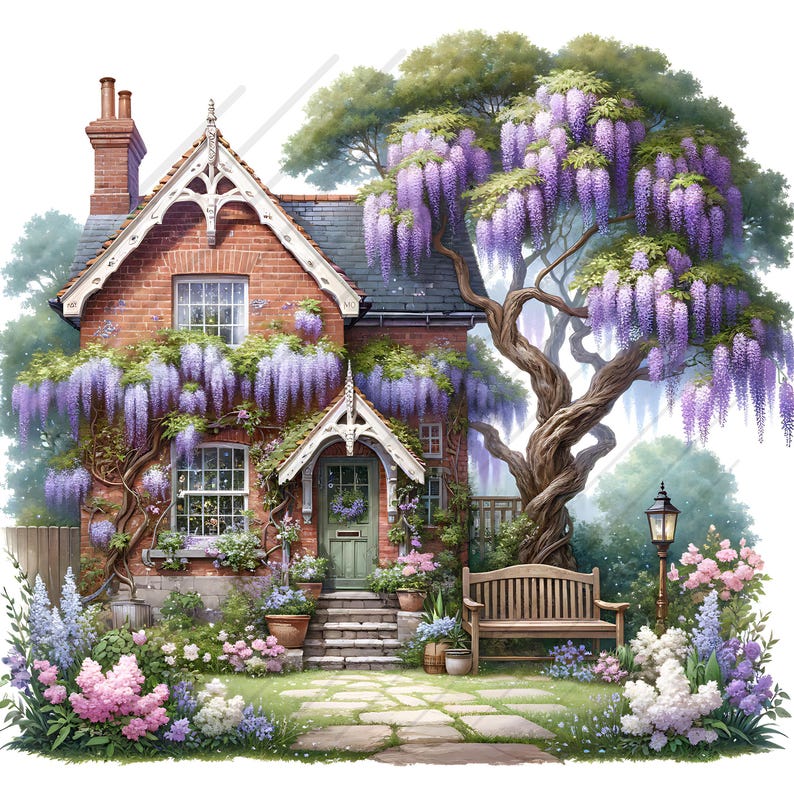 Animation Spring Whit Home Spring House Clipart Bundle Spring Cottages JPG Image Cottagecore ...