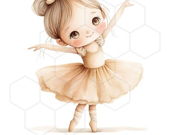 Ballerina Watercolor Clipart Cute Ballerina Clipart High Quality JPGs Princess Ballet Girl Images Dancer Girl Digital Download Paper Craft
