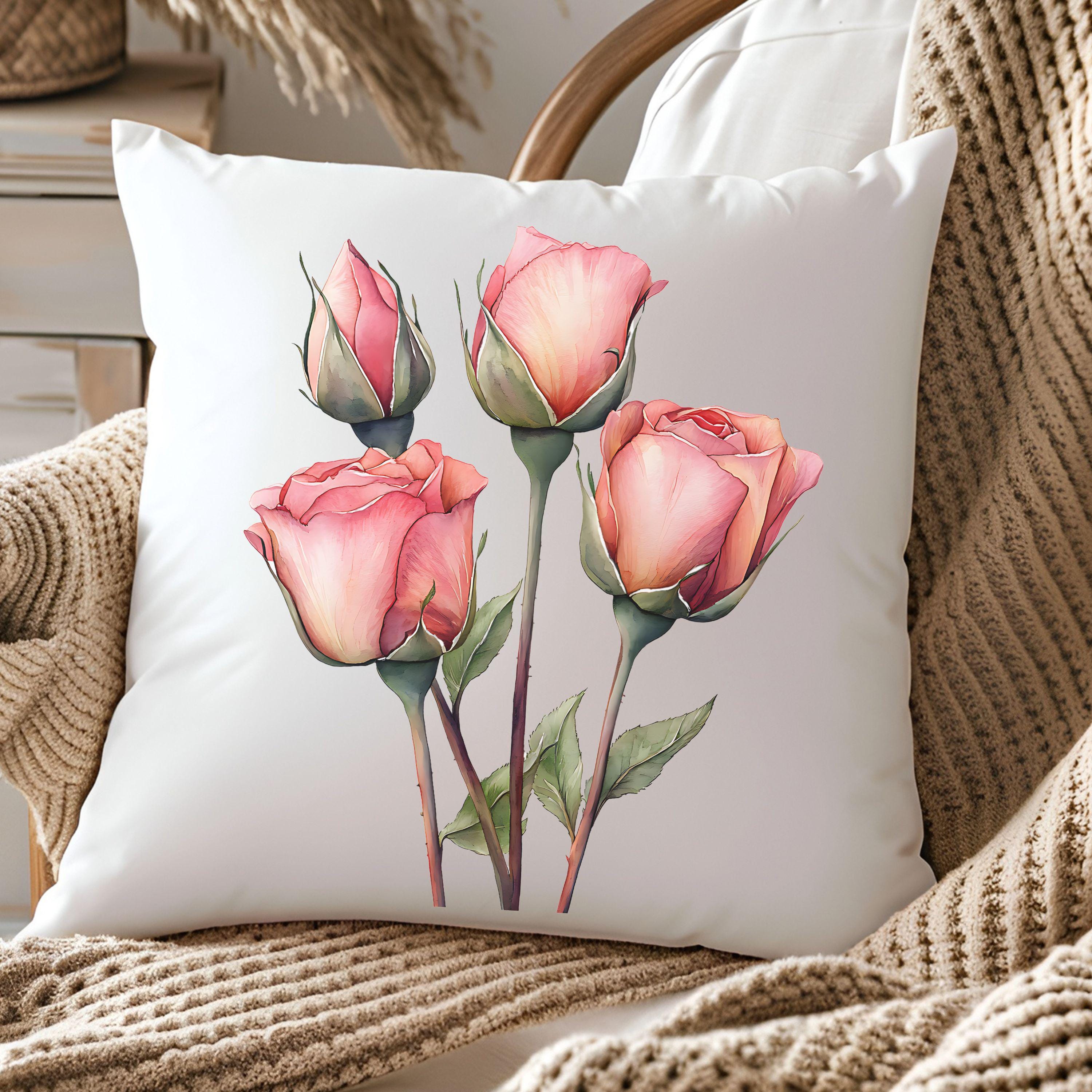 Watercolor Rose Clipart Bundle JPG Images Pink Roses Bouquet Clipart ...