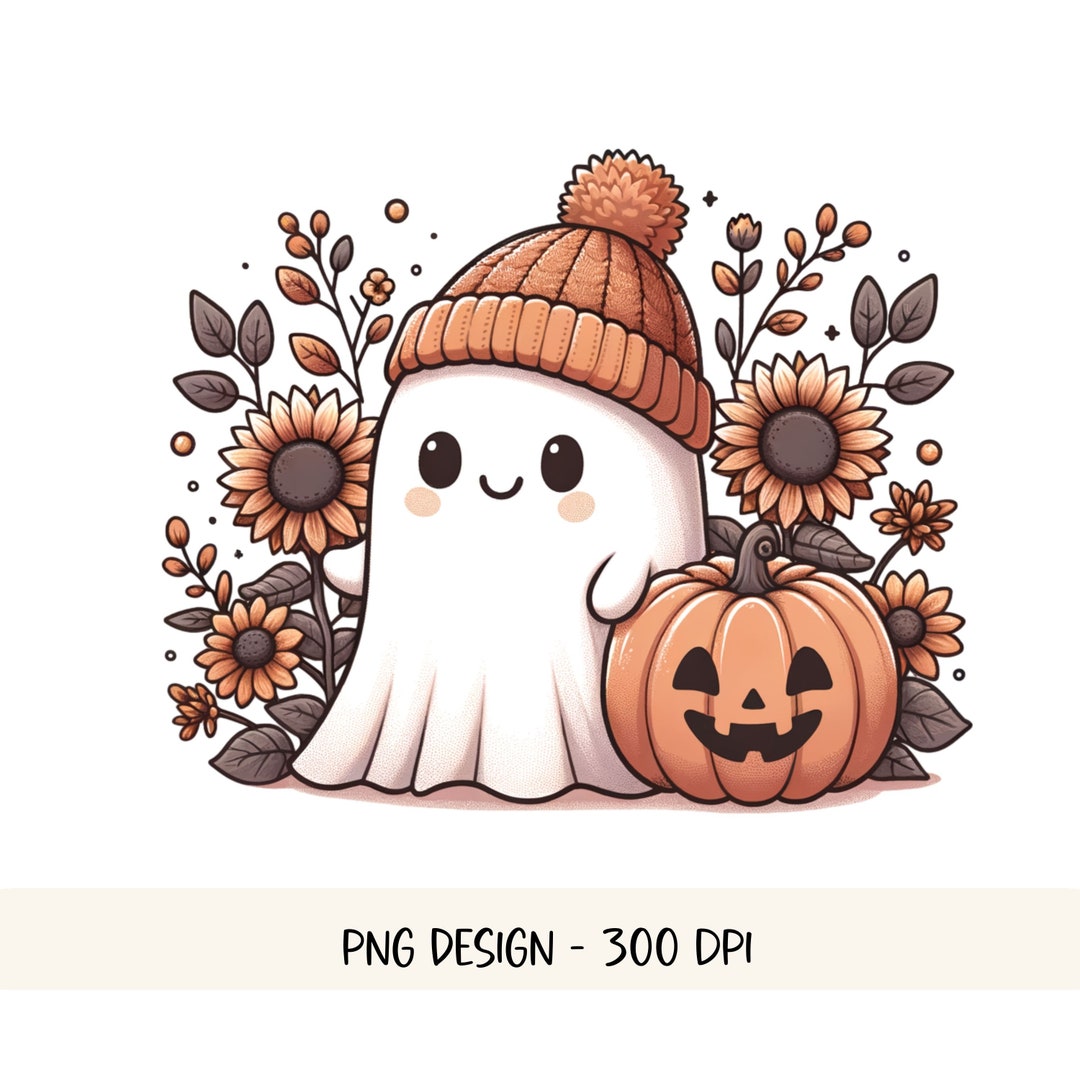 Cute Ghost Halloween PNG Floral Ghost PNG Halloween PNG Sublimation ...
