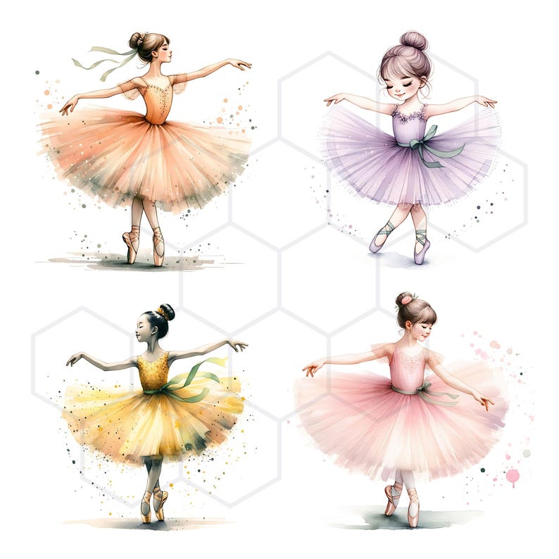Ballerina Watercolor Clipart Cute Ballerina Clipart High Quality Jpgs ...