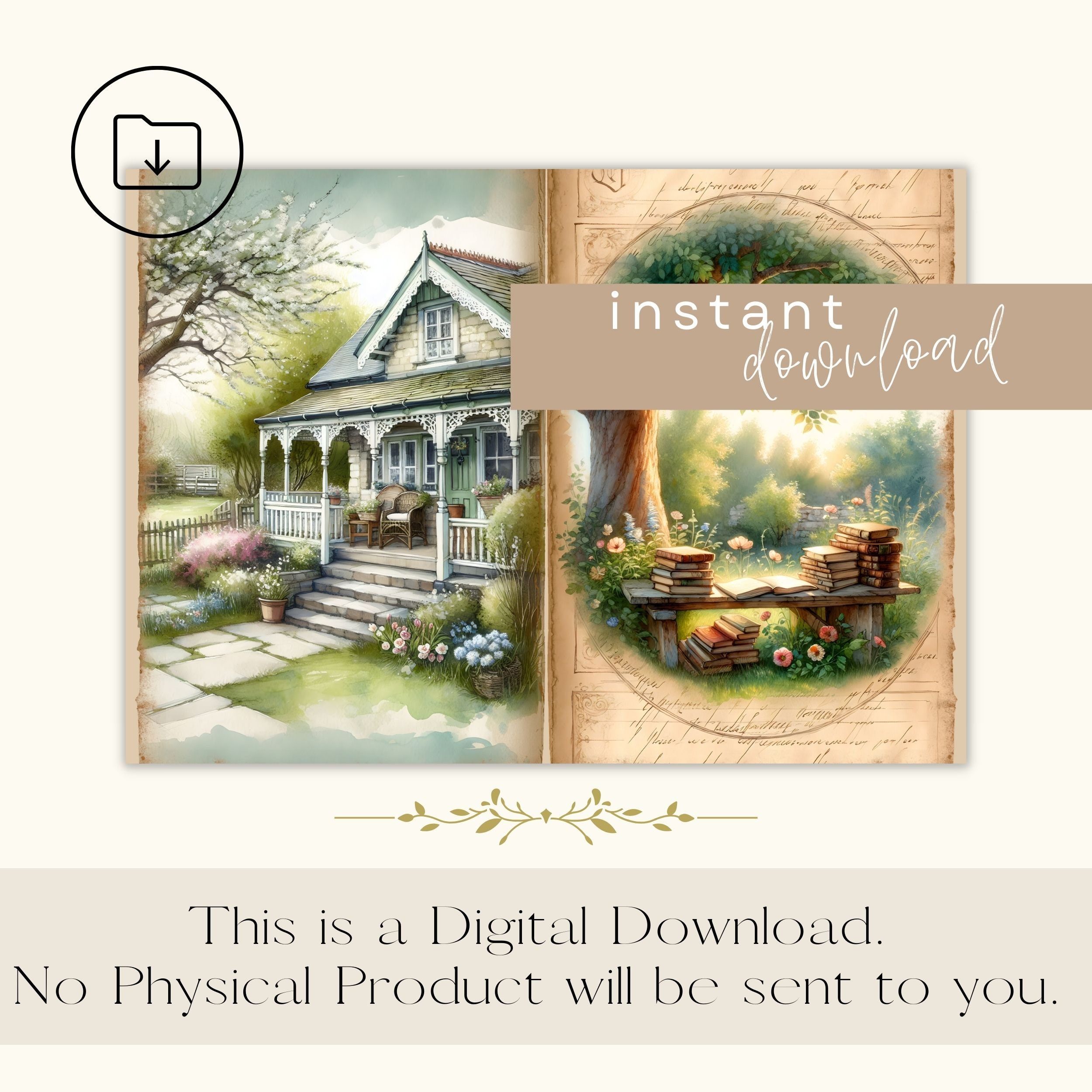 Cottage Junk Journal Page Cottagecore Printable Paper Country Cottage ...