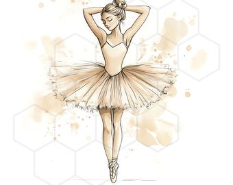 Ballerina Watercolor Clipart Cute Ballerina Clipart High Quality JPGs Princess Ballet Girl Images Dancer Girl Digital Download Paper Craft