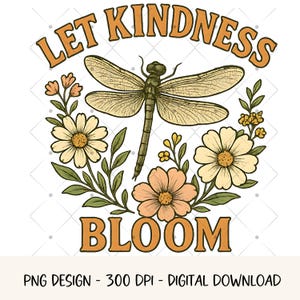 Design de libélula PNG Design de sublimação de libélula floral Clipart de inseto botânico vintage PNG Frase inspiradora Natureza Gráfico retrô