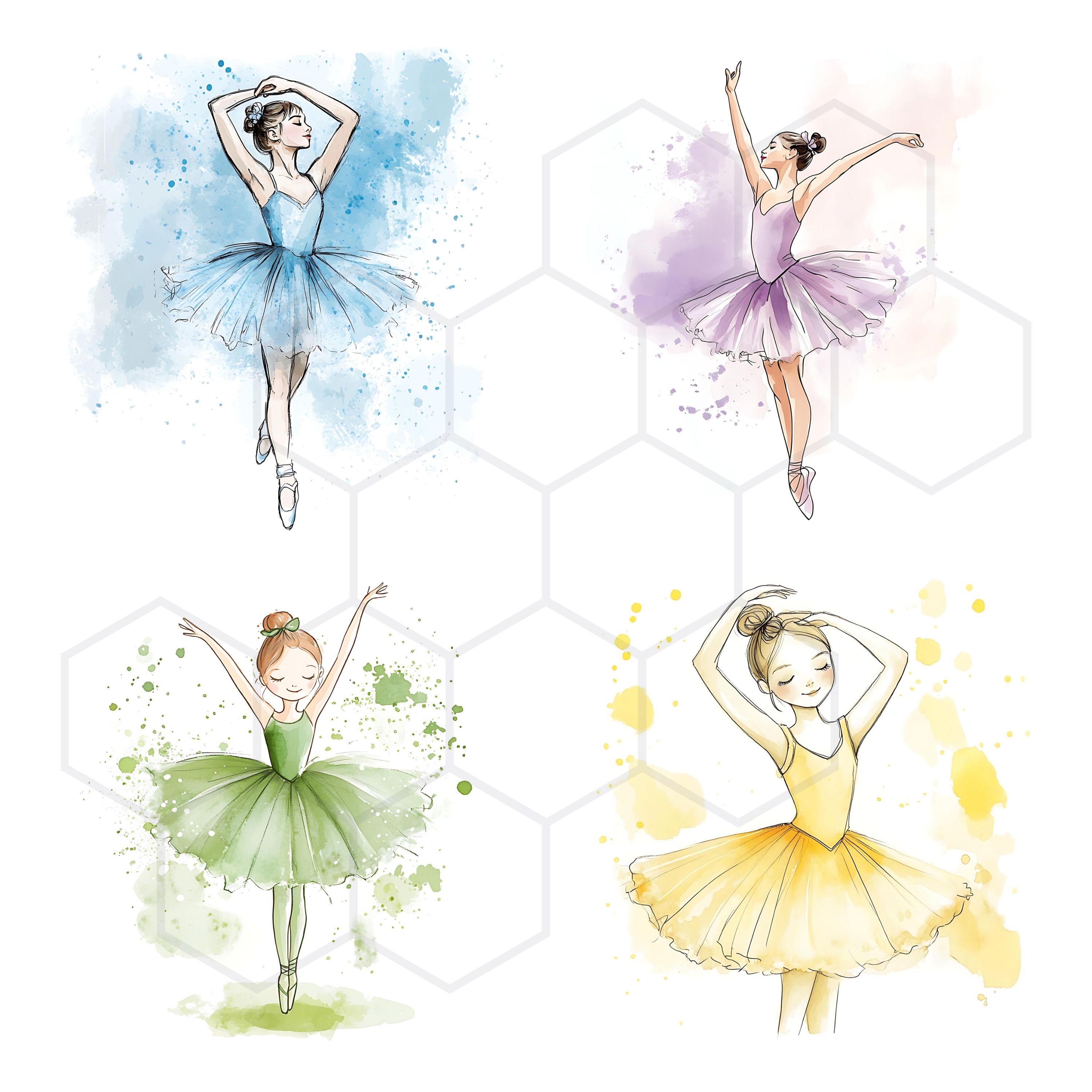 Ballerina Watercolor Clipart Cute Ballerina Clipart High Quality Jpgs ...