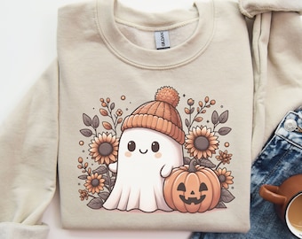 Niedlicher Geist Halloween PNG Floral Geist PNG Halloween PNG Sublimationsentwürfe Herbst Geist Halloween Shirt Grafik Halloween Sublimationsbild