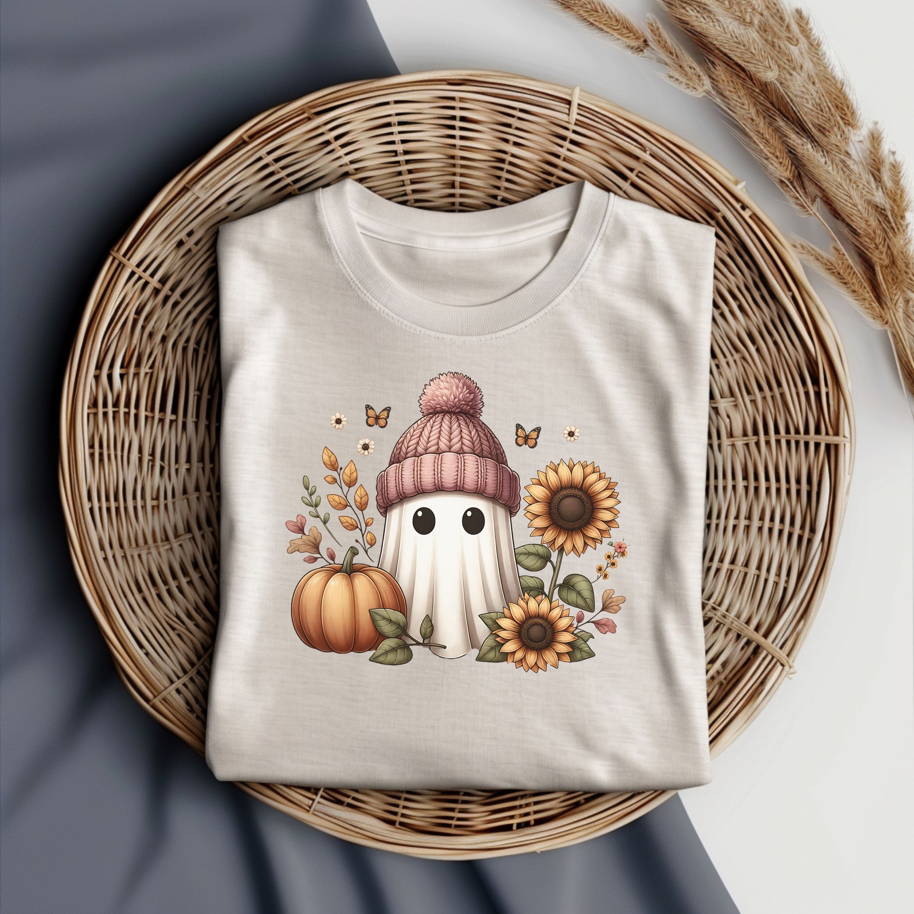 Cute Ghost Halloween PNG Floral Ghost PNG Halloween PNG Sublimation ...