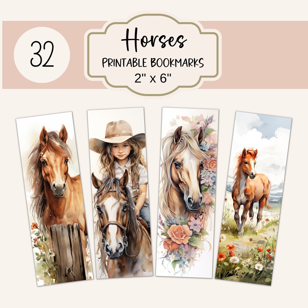 Horse Printable Bookmarks Booklover Book Markers Watercolor Horse ...