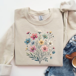 Cottagecore floral PNG fleurs sauvages aquarelle botanique PNG graphique fleurs printanières Tshirt Design amoureux de la nature téléchargement numérique impression