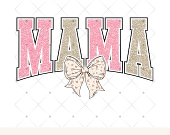 Coquette Mama PNG Imagen Mama Coquette Bow Camiseta Gráfica Varsity Mama PNG Diseño de Sublimación Trendy Mama Valentines Day PNG Descarga Digital