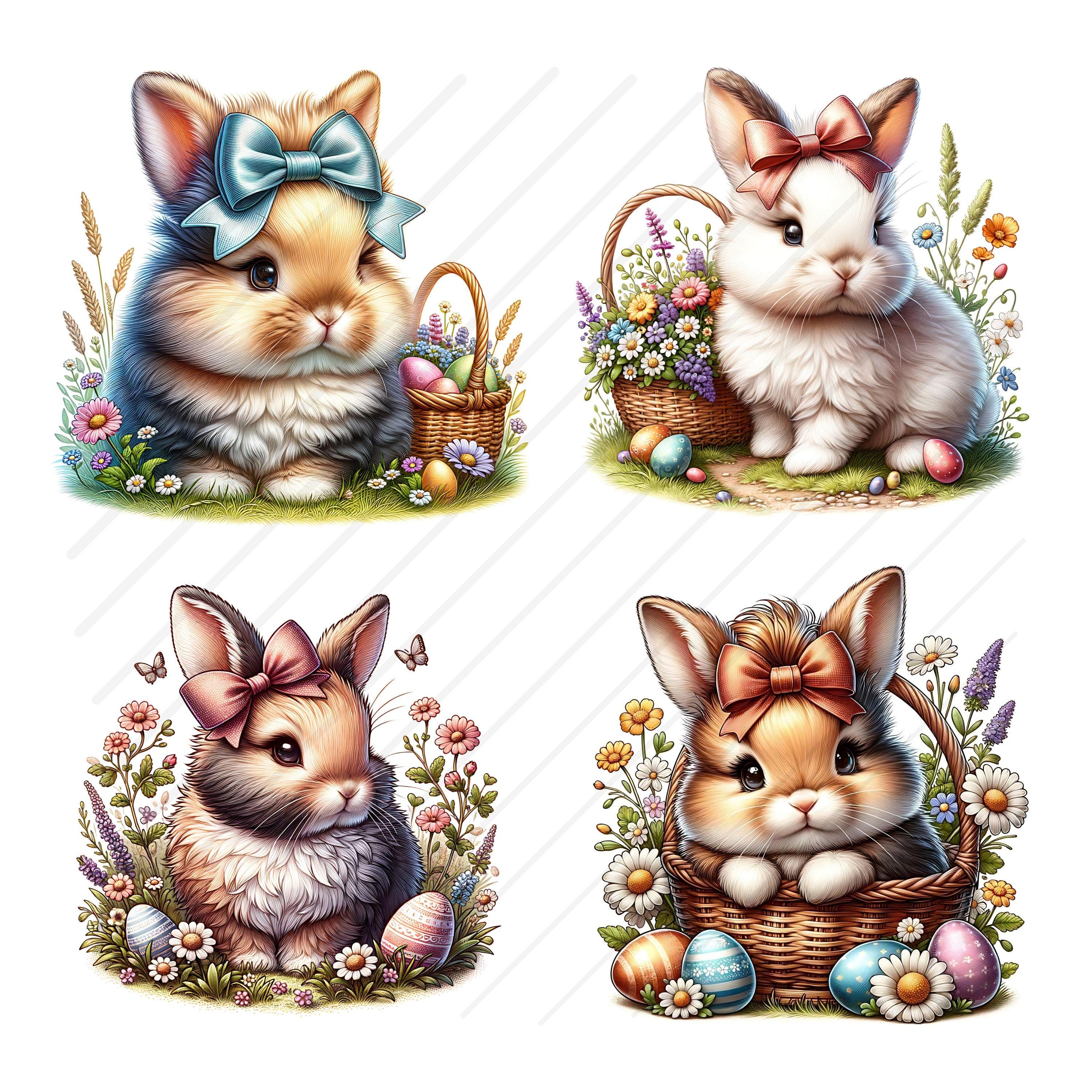 Cute Easter Bunny Clipart Bundle Spring Bunnies Clipart JPG Images ...