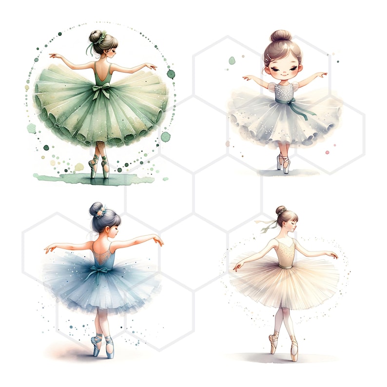 Ballerina Watercolor Clipart Cute Ballerina Clipart High Quality Jpgs ...