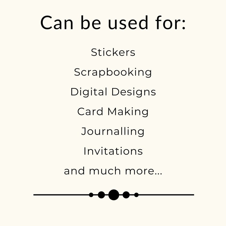 Puede incluir: Texto que dice "Se puede usar para:" seguido de una lista de usos para dise&ntilde;os digitales: Pegatinas, Scrapbooking, Dise&ntilde;os digitales, Creaci&oacute;n de tarjetas, Journaling, Invitaciones, y mucho m&aacute;s...