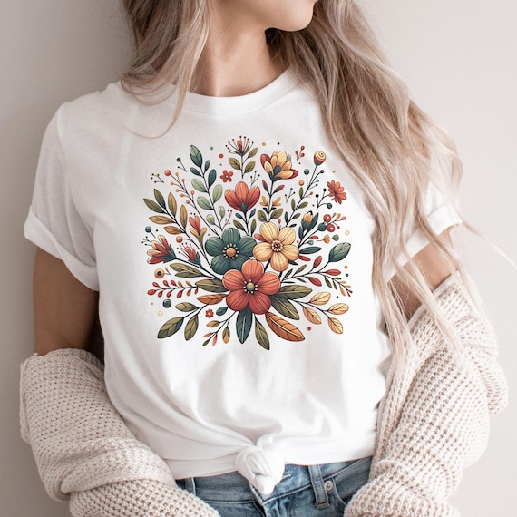 Floral Cottagecore PNG Wildflower Design Watercolor Botanical PNG Graphic Spring Flowers Tshirt Design Nature Lovers Digital Download Print