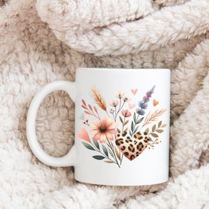 Blommig Cottagecore PNG Wildflower Design Akvarell Botanisk PNG Grafisk Leopardtryck Hjärta T-shirt Design Naturälskare Digital Nedladdning bild 5