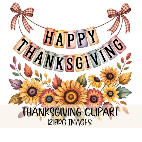 Watercolor Thanksgiving Clipart Bundle: Autumn Harvest Illustrations (JPG Digital Download)