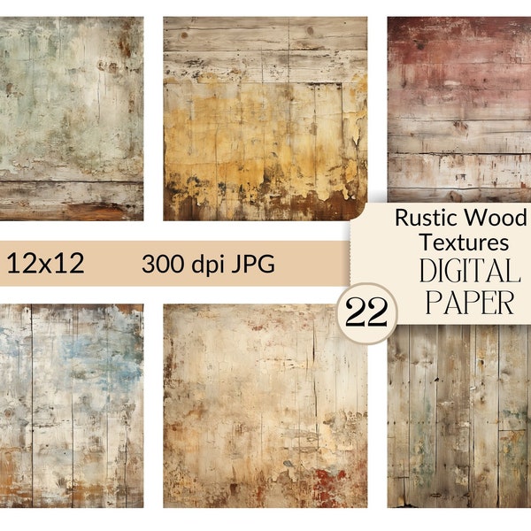 Old Distressed Wood Paper Junk Journal Pages Vintage Textured Wood Background Watercolor Tattered Wood Digital Scrapbook Printable Paper