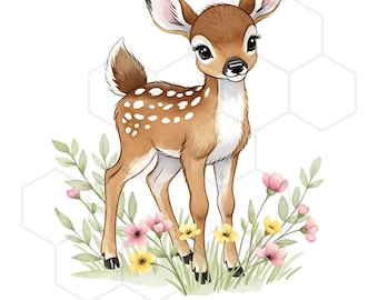 Niedliche Baby-Waldtiere-Clipart-Sammlung, Waldtiere, hochwertige JPGs, Aquarell-Baby-Tier-Cliparts, Wald-Kinderzimmerdeko, druckbar