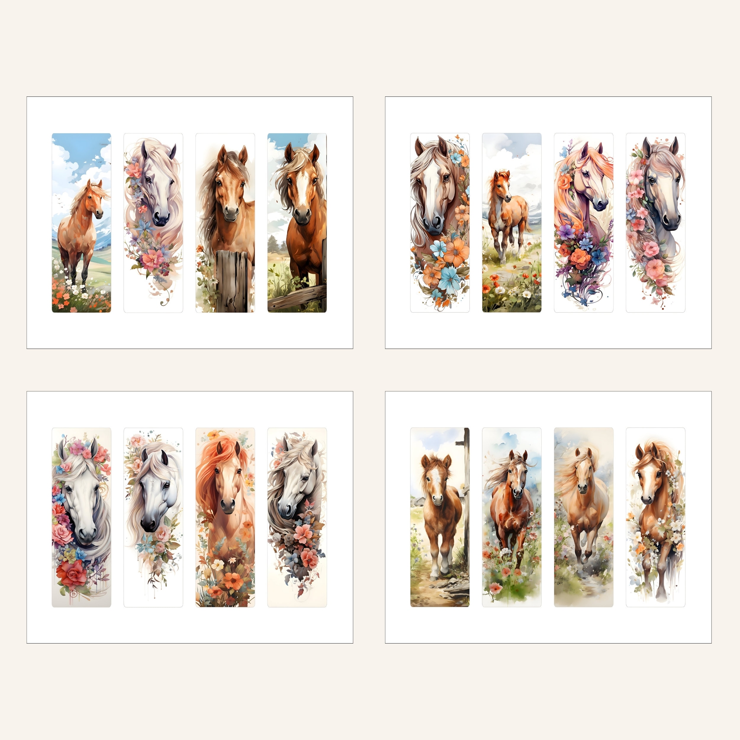 Horse Printable Bookmarks Booklover Book Markers Watercolor Horse ...