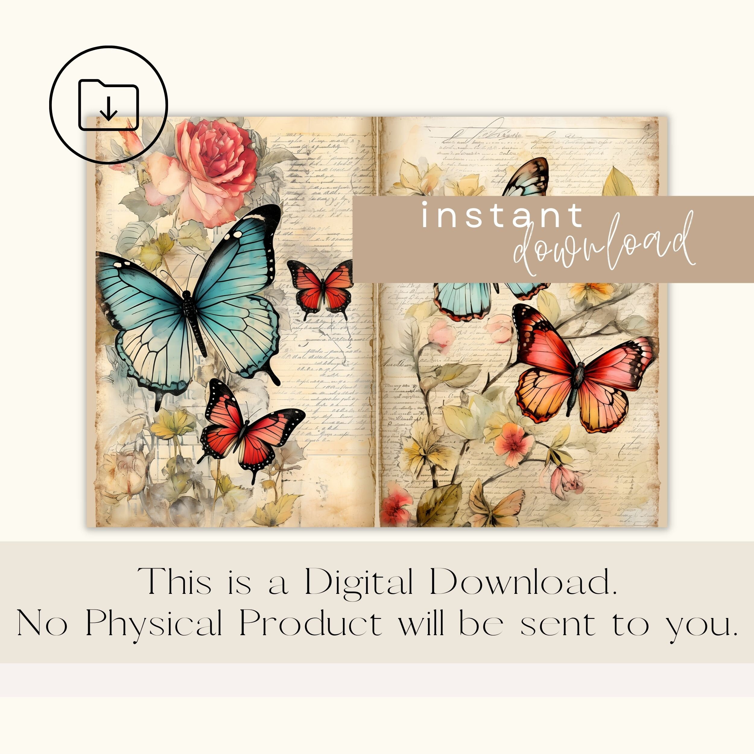Butterfly Junk Journal Kit Printable Butterfly Journal Pages Butterfly ...