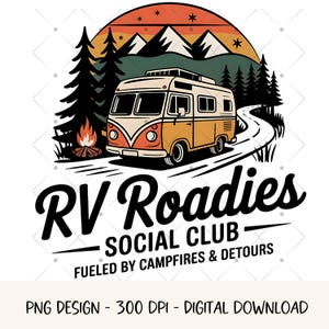 RV Travel Design PNG Summer Camping PNG Camper Clipart Retro Camper Design Outdoor Adventure Sublimation Design Happy Camper png Graphic