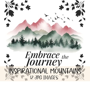 Bundle de cliparts aquarelle montagnes citation inspirante Clipart haute qualité JPGs montagne paysages Clipart motivation Art Images imprimables
