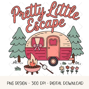 Niedlicher Retro Camper PNG Camping Clipart Outdoor Abenteuer Design Natur Liebhaber Grafiken Kokette PNG Campervan PNG Sublimation Digitaler Download