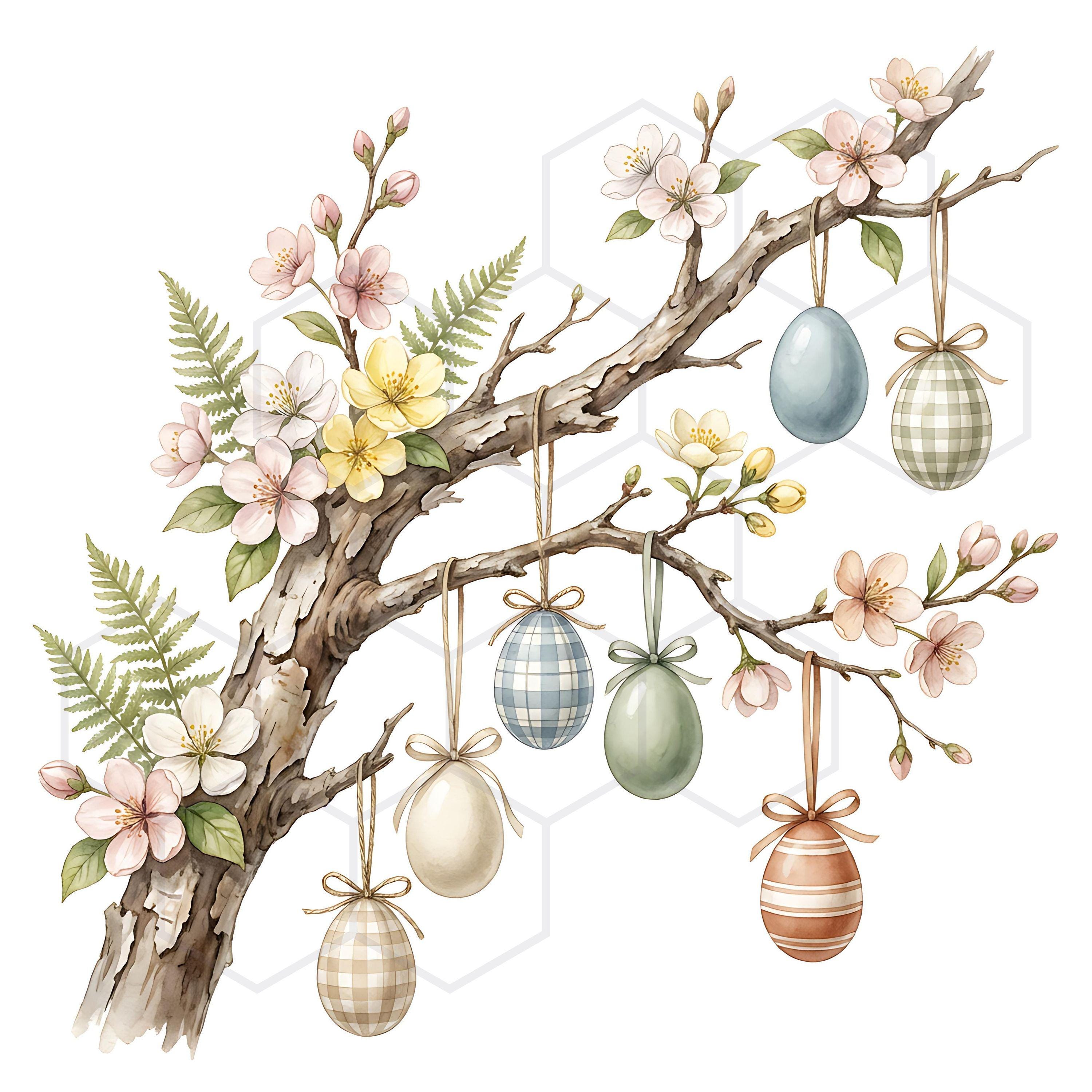 Watercolor Easter Eggs Clipart Spring Floral JPG Images Greeting Card ...