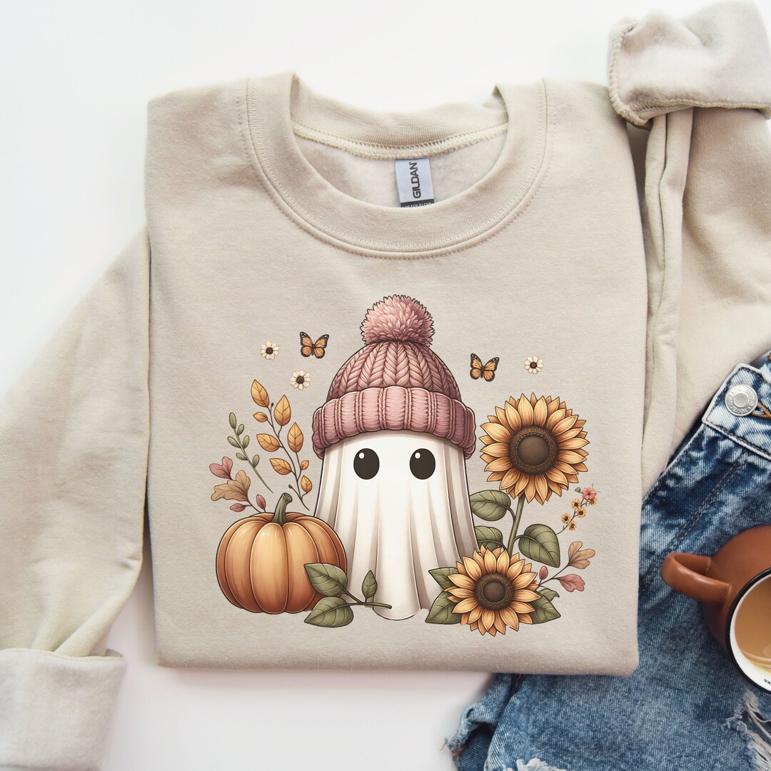 Cute Ghost Halloween PNG Floral Ghost PNG Halloween PNG Sublimation ...