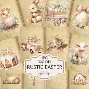 Rustic Easter Junk Journal Pages Printable Vintage Easter Ephemera Spring JunkJournal Paper Bundle Digital Scrapbook Images Printable Paper