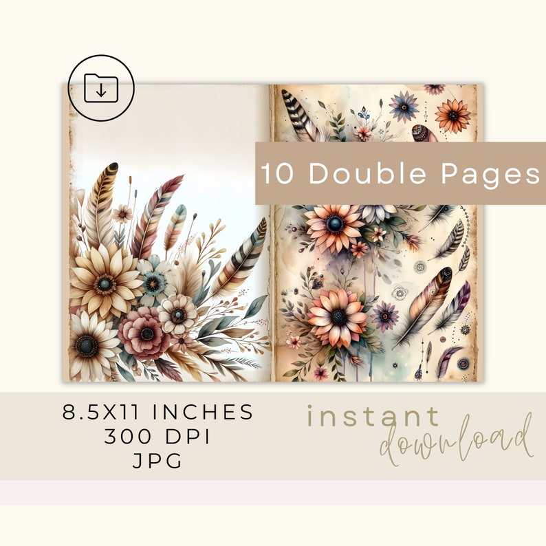 Boho Floral Junk Journal Kit Printable Bohemian Journal Pages Boho ...