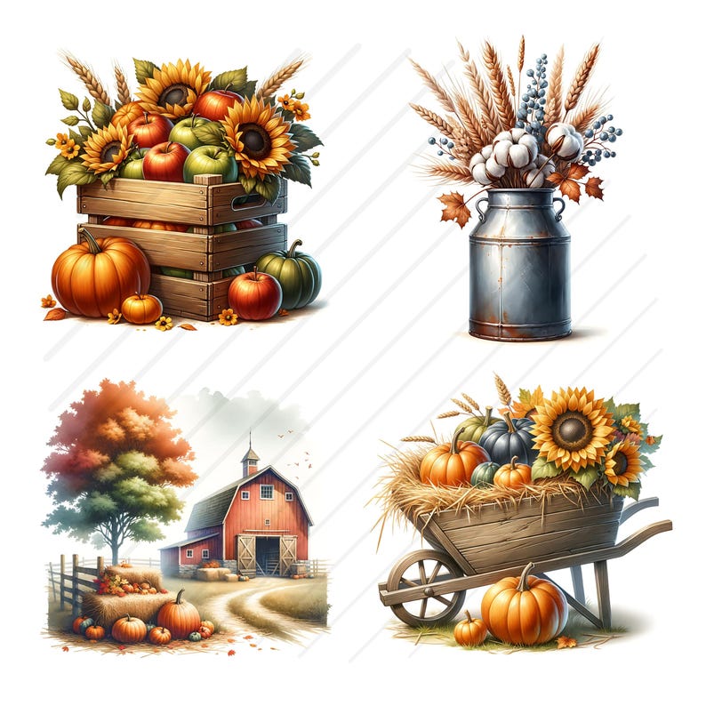 Watercolor Fall Clipart Bundle Autumn Harvest Clip Art Printable ...