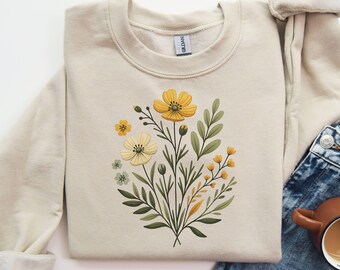 Floral Cottagecore PNG Wildflower Design Watercolor Botanical PNG Graphic Spring Flowers Tshirt Design Nature Lovers Digital Download Print