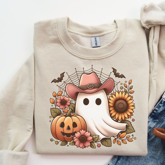 Western Ghost PNG Cowboy Ghost Halloween PNG Trendy Ghost Png Fall Halloween Floral Ghost PNG Sublimation Designs Fall Cute Ghost Shirt