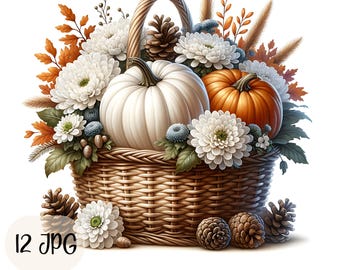 Watercolor Fall Clipart Bundle Autumn Harvest Clip art Printable Pumpkin Harvest Graphics JPG Images Illustrations Junk Journal Thanksgiving