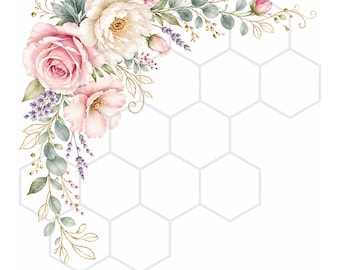 Watercolor Floral Corner Clipart Flower Border JPG Images Wedding Flower Graphics Clip Art Paper Craft Cardmaking Printable