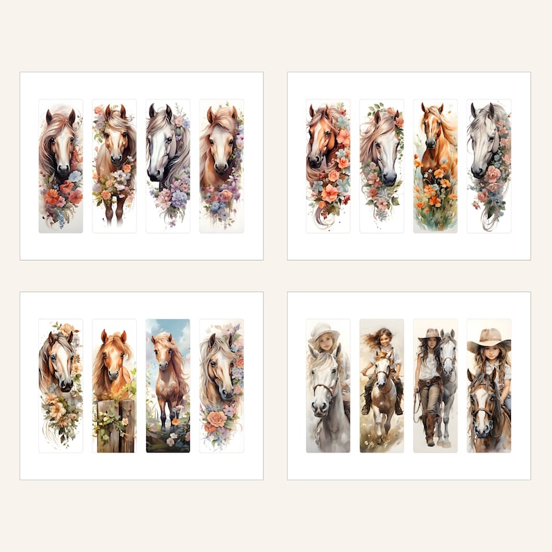 Horse Printable Bookmarks Booklover Book Markers Watercolor Horse ...