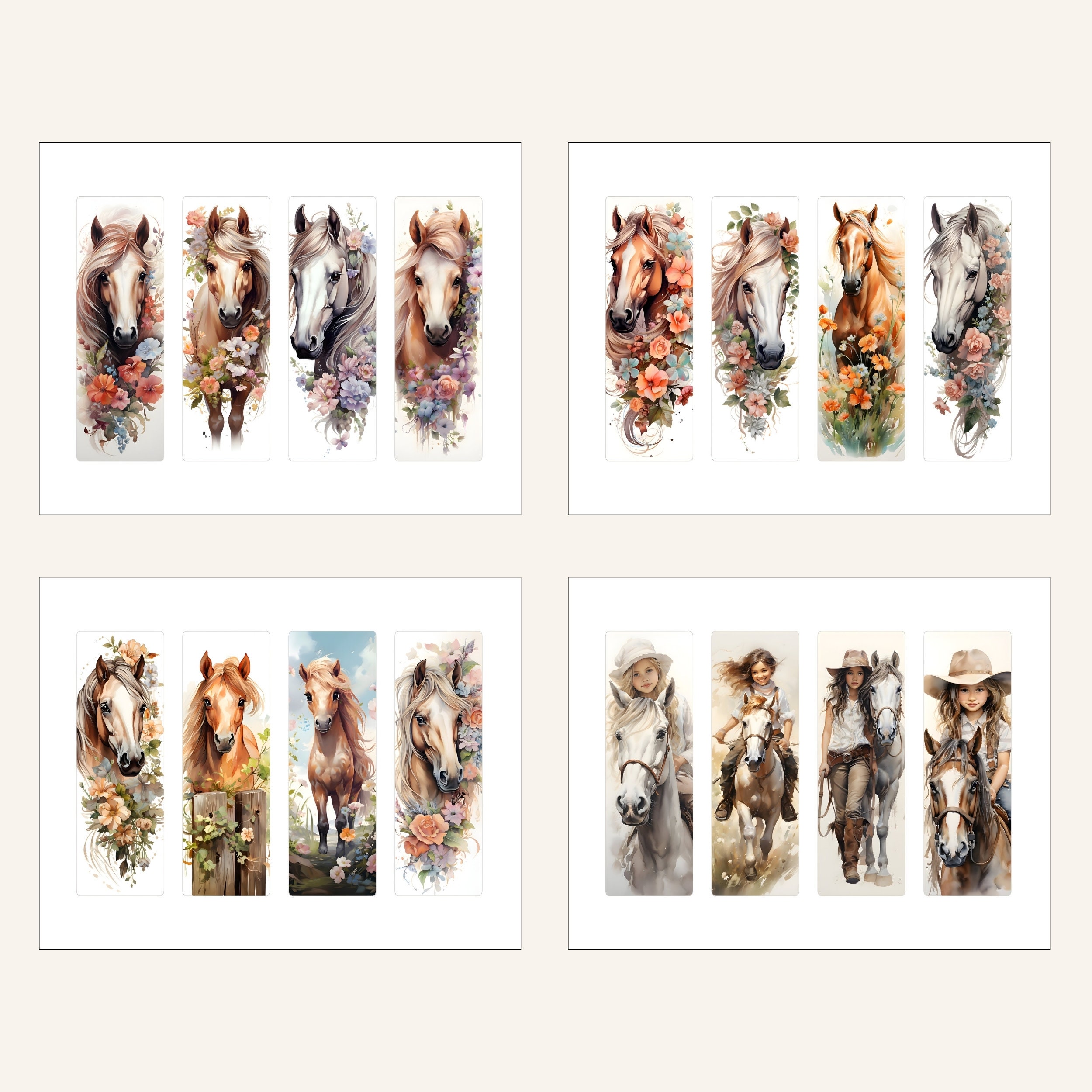 Horse Printable Bookmarks Booklover Book Markers Watercolor Horse ...