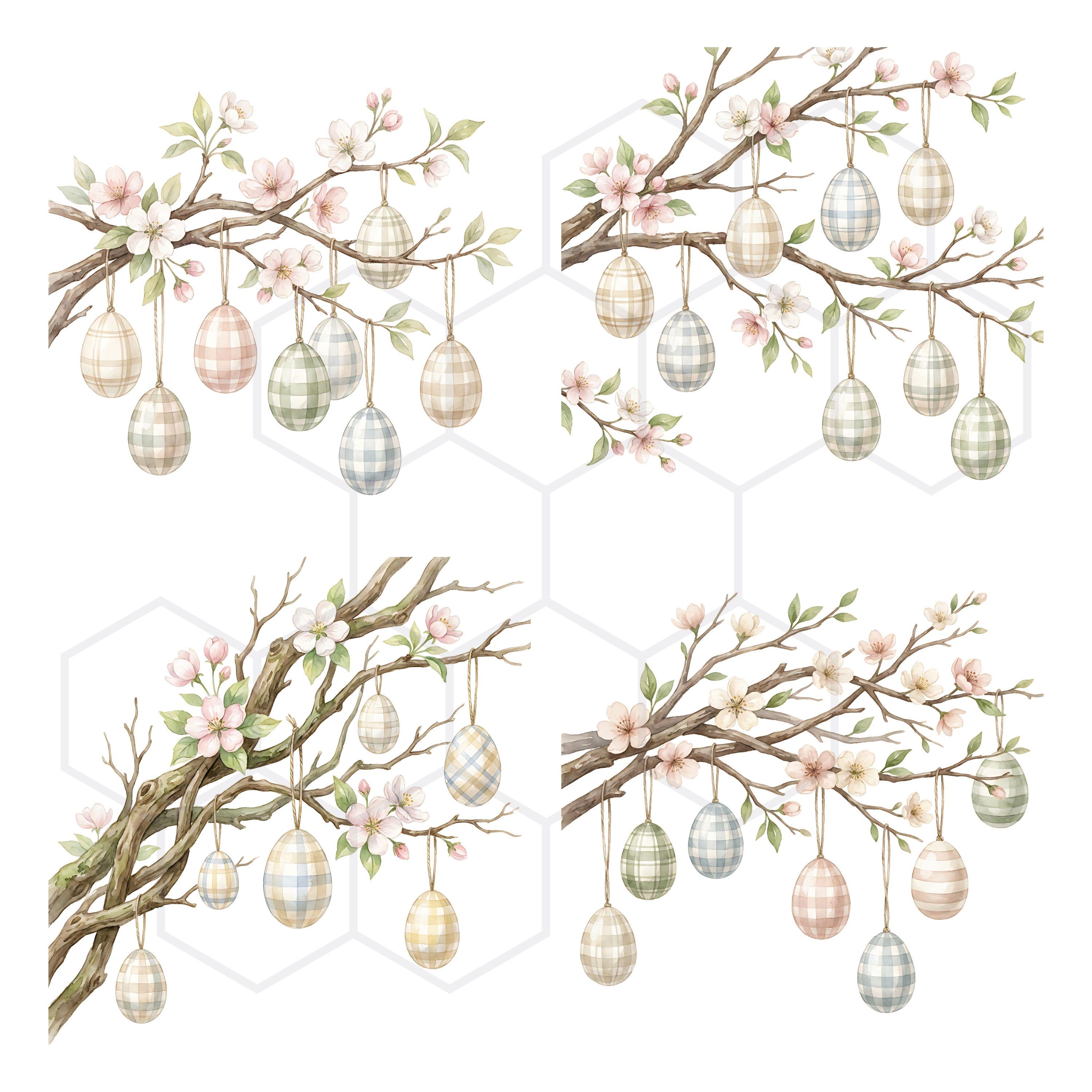 Watercolor Easter Eggs Clipart Spring Floral JPG Images Greeting Card ...