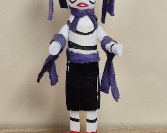 Signed Clown Kachina Doll | Hand Carved Wooden Katsina Figure, 1996 BB | Southwestern Folk Art