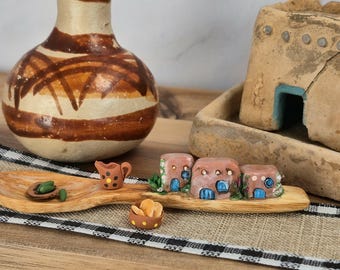 MICRO Miniature Fry Bread Scene | Handmade Polymer Clay | Tiny Dollhouse Decor