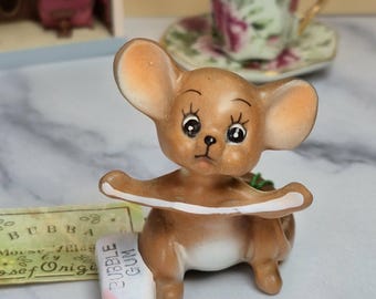 Vintage Josef Originals Bubba Mouse Figurine, 1960s Ceramic, Original Tag (Japan)