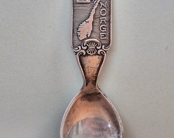 Vintage Norway Souvenir Spoon Viking Ship Silver Plated Mini 2 Inch Scandinavian Collectible